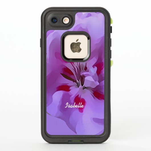 バイオレットピンク抽象芸術ハイビスカスパーソナライズされた花 LifeProof iPhoneケース (裏面)