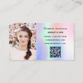 バイオレットピンク紫色のホログラフィーQRコード写真 ロイヤリティカード (裏面)