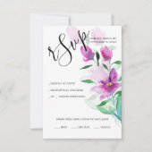 バイオレットピンク色のアートフラワーのユニークさ 出欠カード (正面)