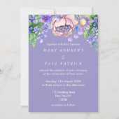 バイオレットピンク薄紫アイボリー金ゴールド結婚ワイルドフラワー 招待状 (正面)