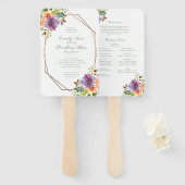 バイオレットピーチウォーター色フローラ八角形プログラム ハンドファン (正面&裏面)