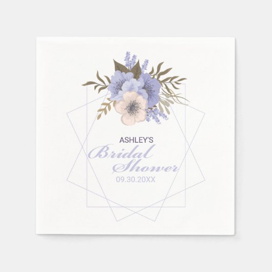 バイオレットピーチパステルジオメトリックバラカスタム スタンダードカクテルナプキン (正面)