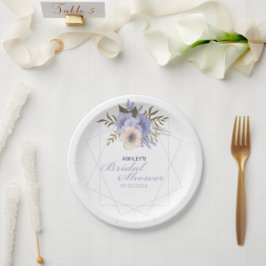 バイオレットピーチパステルバラ幾何学的ブライダルシャワー ペーパープレート