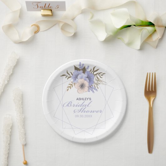 バイオレットピーチパステルバラ幾何学的ブライダルシャワー ペーパープレート (ウェディング)