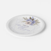 バイオレットピーチパステルバラ幾何学的ブライダルシャワー ペーパープレート (アングル)