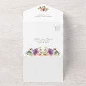 バイオレットピーチフローラウォーターカラーオクタゴン結婚ズ オールインワン招待状 (外側)