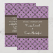 バイオレットファンシー格子結婚式招待状 招待状 (正面/裏面)