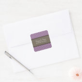 バイオレットファンシー格子結婚式用シール スクエアシール (封筒)