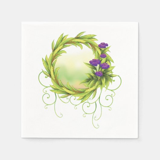 バイオレットフラワーズ紙ナプキンス スタンダードカクテルナプキン (正面)