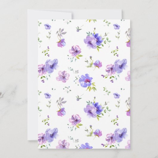 バイオレットフローラリースモノグラム結婚式招待状 招待状 (裏面)