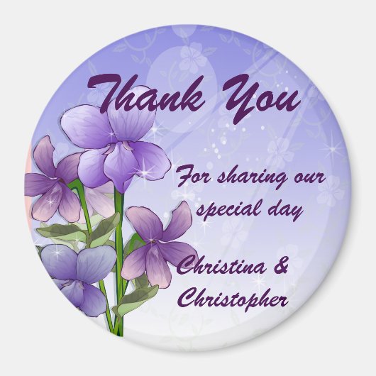 バイオレットフローラ結婚のサンキューボンボニエール マグネット (正面)