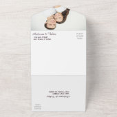 バイオレットブルーフローラ結婚写真テンプレート オールインワン招待状 (外側)