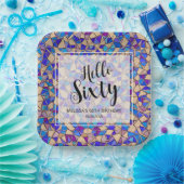 バイオレットブルーモザイクハロー60誕生日 ペーパープレート (パーティー)