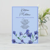 バイオレットブルー フローラル ウォーターカラー ウェディング プログラム (スタンド正面)