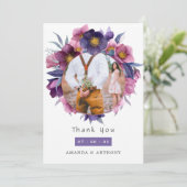 バイオレットプラムウォーター結婚カラーフローラカラー サンキューカード (スタンド正面)