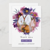 バイオレットプラムウォーター結婚カラーフローラカラー サンキューカード (正面/裏面)