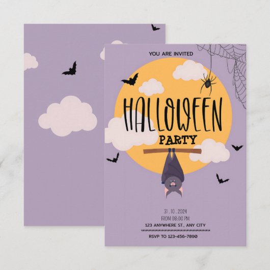 バイオレットベール：イエロームーンハロウィーンの下 招待状 (正面/裏面)