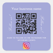 バイオレットホワイトビジネス名qrコードinstagram スクエアシール (正面)