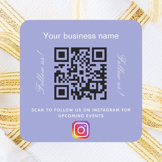 バイオレットホワイトビジネス名qrコードinstagram スクエアシール