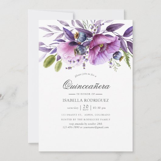 バイオレットポピーフローラクインセアニラ 招待状 (正面)