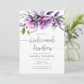 バイオレットポピーフローラブリデスメイドランチョン招待状 招待状 (スタンド正面)