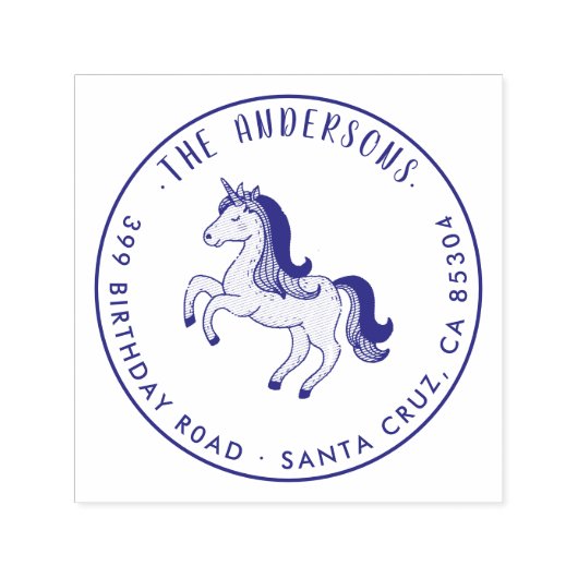 バイオレットマジカルユニコーンファミリーネーム差出人住所 セルフインキングスタンプ (デザイン)
