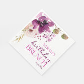 バイオレットマゼンタパープルフローラバースデーパーティーブランチ スタンダードランチョンナプキン (角)