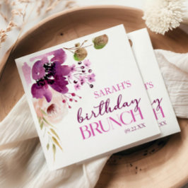 バイオレットマゼンタパープルフローラバースデーパーティーブランチ スタンダードランチョンナプキン