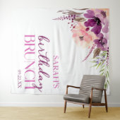 バイオレットマゼンタパープルフローラ誕生日ブランチ タペストリー (インサイチュ(横))