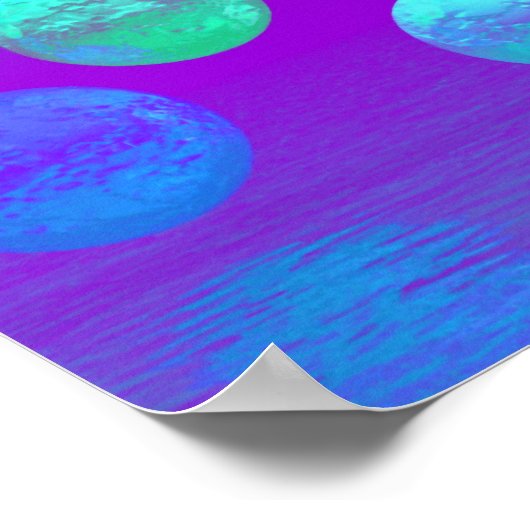 バイオレットミスト – シアンと紫の抽象芸術ライト ポスター (角)