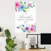 バイオレットミックスウォーターのカラーフローラブライダルシャワーへようこそ ポスター (ホームオフィス)