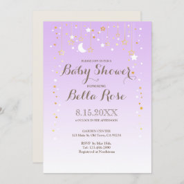 バイオレットムーンスターガールベビーシャワー招待状 招待状