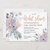 バイオレットメドウウォーターカラーフローラブライダルシャワー 招待状 (正面)