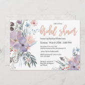 バイオレットメドウウォーターカラーフローラブライダルシャワー 招待状 (正面/裏面)