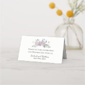 バイオレットメドウウォーター結婚カラーフローラのテーブル プレイスカード (裏面)