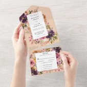 バイオレットメドウズモダン秋フローラ オールインワン招待状 (貼ってはがせる)