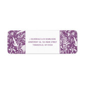 バイオレットモダングラフィックフローラ差出人住所 ラベル (正面)