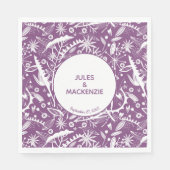 バイオレットモダングラフィックフローラ植物 スタンダードランチョンナプキン (正面)