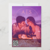 バイオレットモダンビバマゼンタベルベット抽象芸術グリッター 招待状 (裏面)