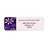 バイオレットモダンフローラドードル差出人住所 ラベル (正面)