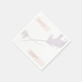 バイオレットモダンラベンダーとピーチカラー結婚ズ スタンダードカクテルナプキン