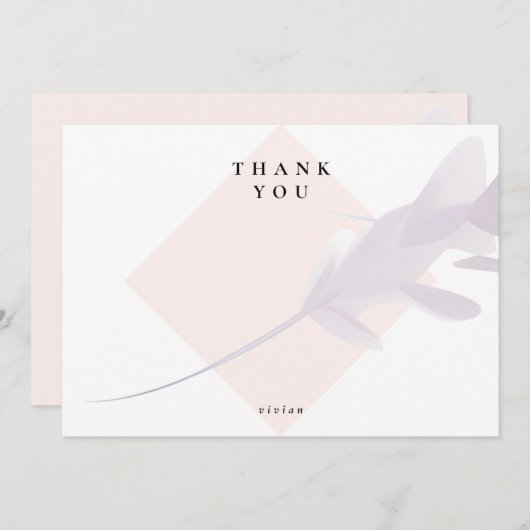 バイオレットモダンラベンダー&ピーチカラー空白の サンキューカード (正面/裏面)