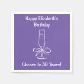 バイオレットモダン応援から30年誕生日ナプキンス スタンダードカクテルナプキン (正面)