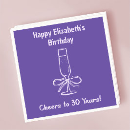 バイオレットモダン応援から30年誕生日ナプキンス スタンダードカクテルナプキン