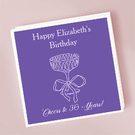 バイオレットモダン応援から30年誕生日ナプキンス スタンダードカクテルナプキン