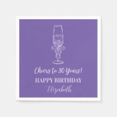 バイオレットモダン応援から30年誕生日ナプキンス スタンダードカクテルナプキン (正面)