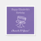 バイオレットモダン応援から30年誕生日ナプキンス スタンダードカクテルナプキン (正面)