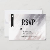 バイオレットモダン抽象芸術赤面ストロークウェディングRSVP 招待状 (正面)