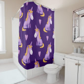 バイオレットユニコーンハート水の色パターン。 シャワーカーテン (インサイチュ)