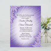 バイオレットユニーク色相フローラアクセント結婚式招待状 招待状 (スタンド正面)
